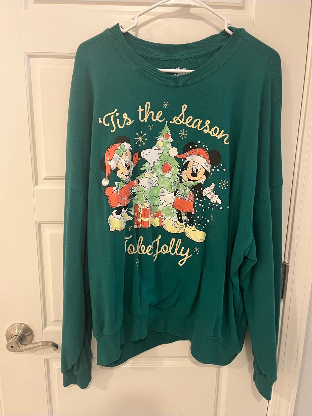 Disney Green Holiday 'Tis the Season' Mickey & Minnie Graphic Sweatshirt